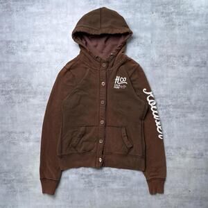 Y2K Hollister Brown button up hoodie jacket
